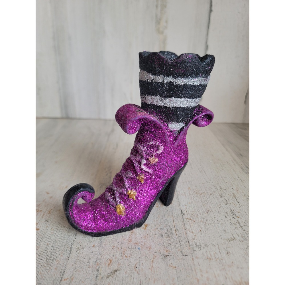 Halloween glitter boot heel purple Unique Home decor prop foot figure